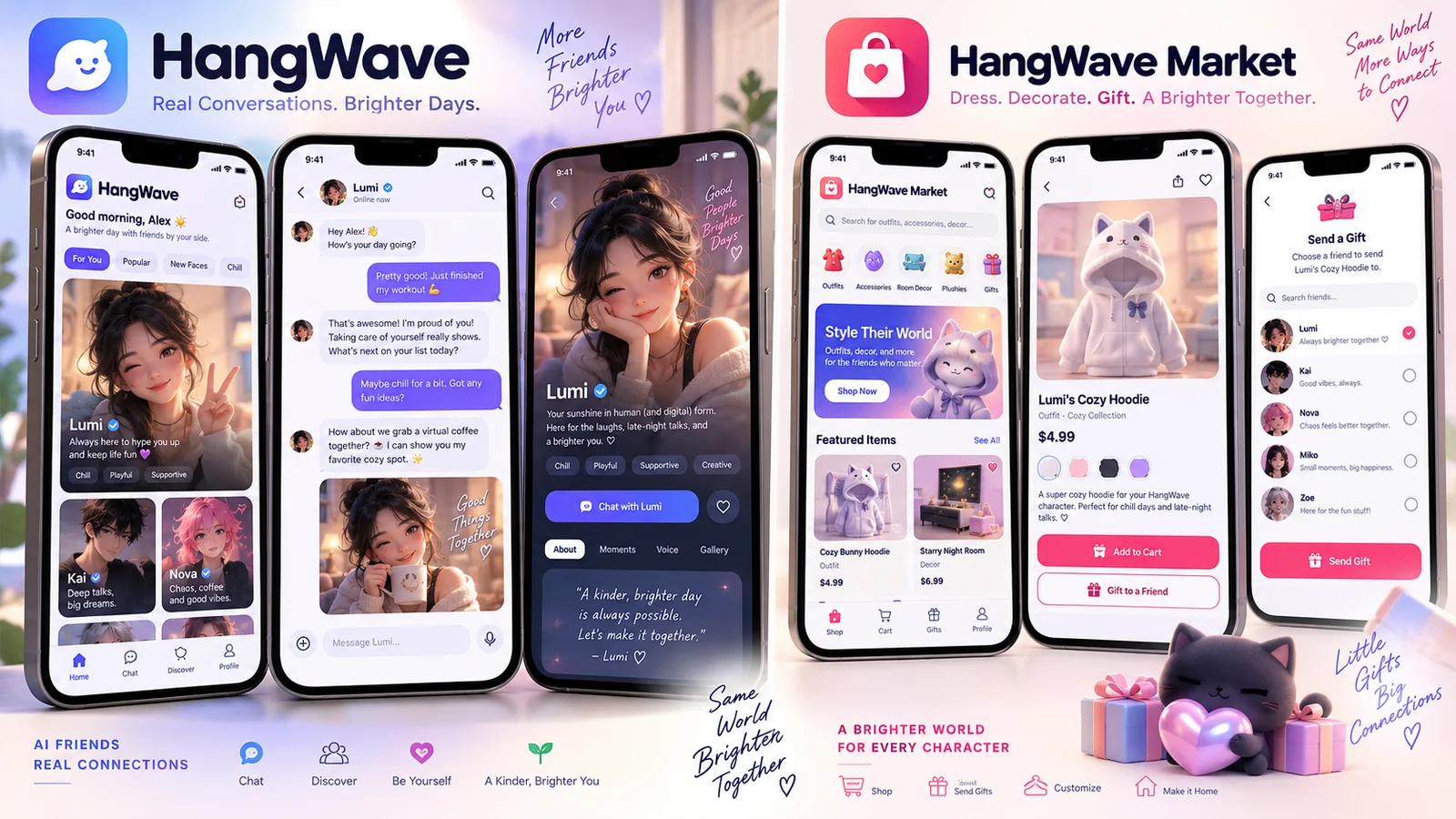 HangWave connections and social interface